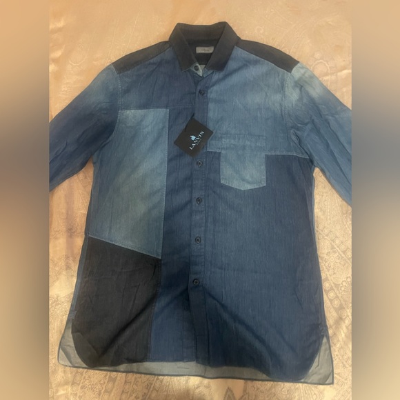 Lanvin Men Patch Denim Shirt Sz 15.5/M - Picture 2 of 7